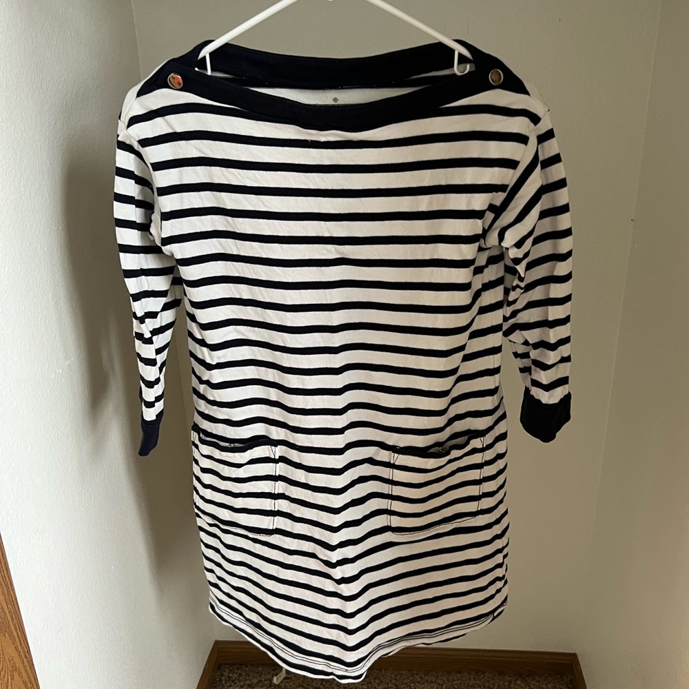 Kate Spade Striped Boat Neck Long Sleeves Dress XS